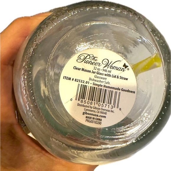 PIONEER WOMAN 32oz CLEAR LEMONADE MASON MUG WITH STRAW SIMPLE HOMEMADE GOODNESS - Picture 6 of 13